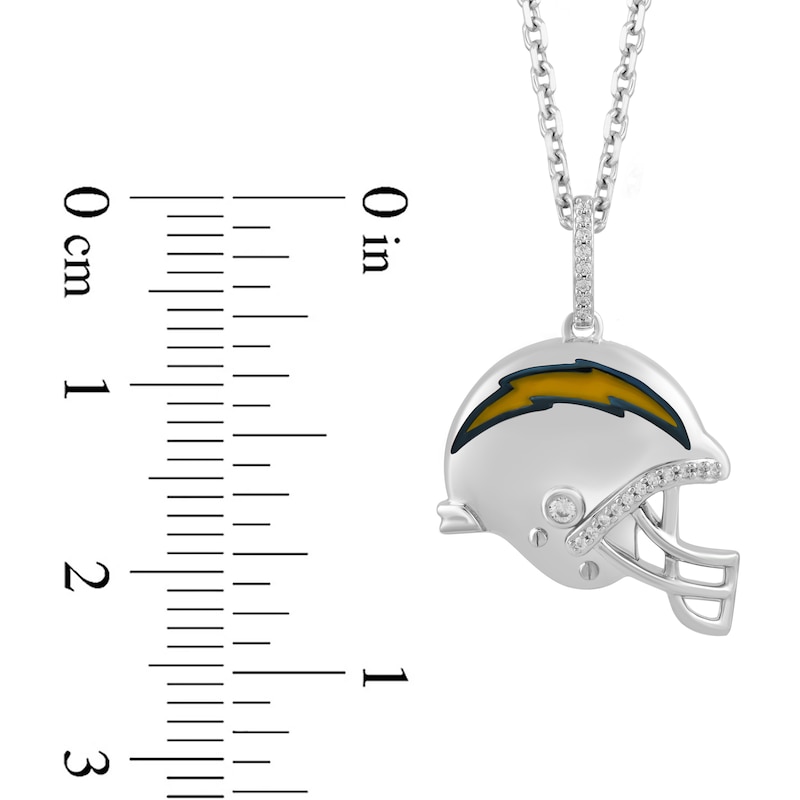 True Fans Los Angeles Chargers 1/20 CT. T.W. Diamond Helmet Necklace in Sterling Silver