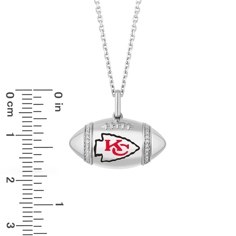 True Fans Kansas City Chiefs Diamond Accent Football Necklace in Sterling Silver
