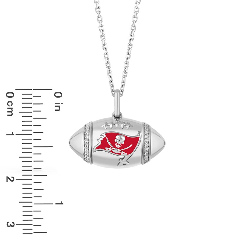 Main Image 2 of True Fans Tampa Bay Buccaneers Diamond Accent Football Necklace in Sterling Silver