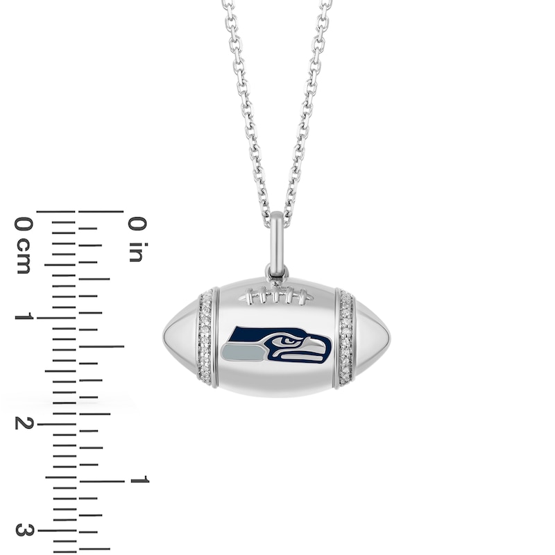 True Fans Seattle Seahawks Diamond Accent Football Necklace in Sterling Silver