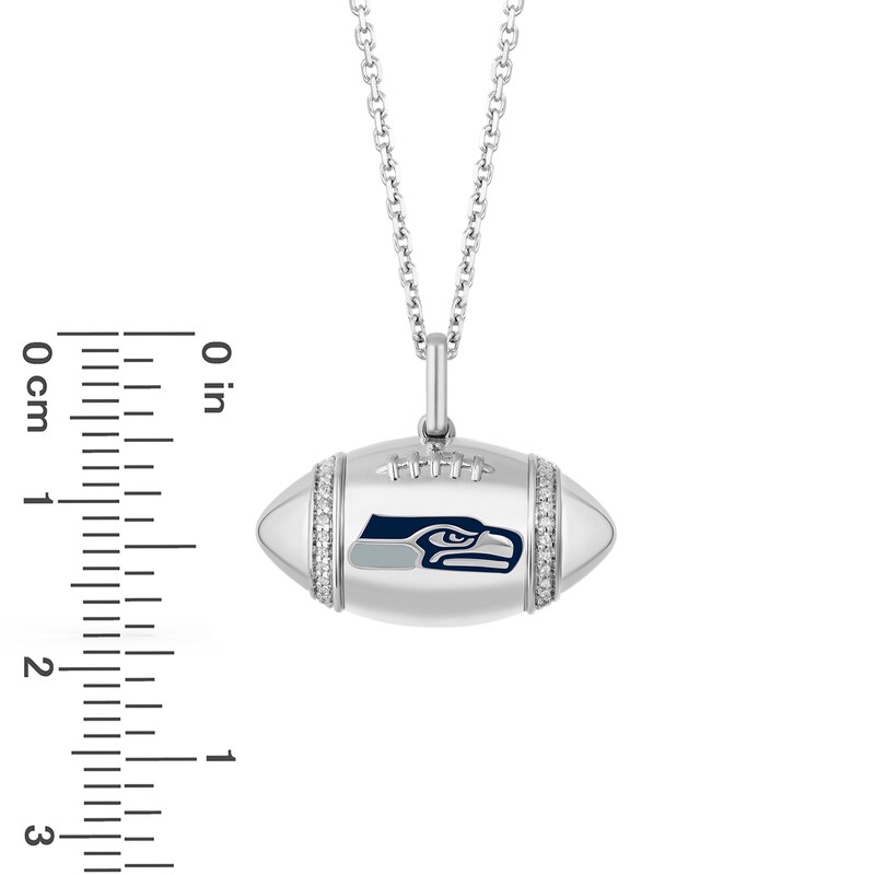 Main Image 2 of True Fans Seattle Seahawks Diamond Accent Football Necklace in Sterling Silver