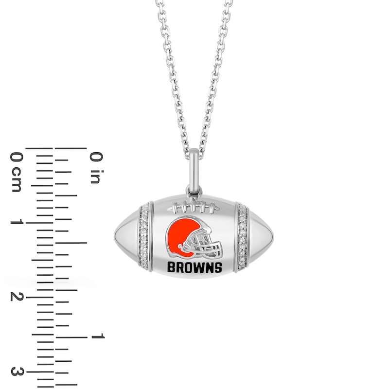 True Fans Cleveland Browns Diamond Accent Football Necklace in Sterling Silver