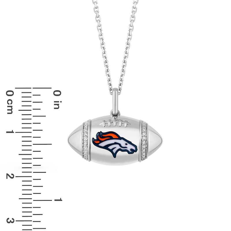 Main Image 2 of True Fans Denver Broncos Diamond Accent Football Necklace in Sterling Silver