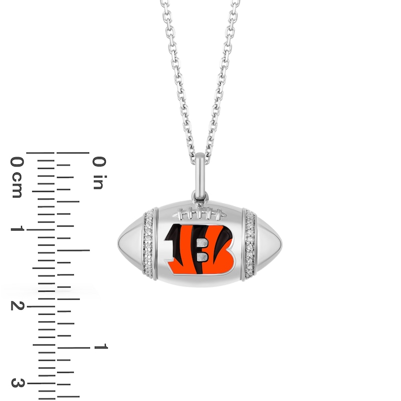 True Fans Cincinnati Bengals Diamond Accent Football Necklace in Sterling Silver