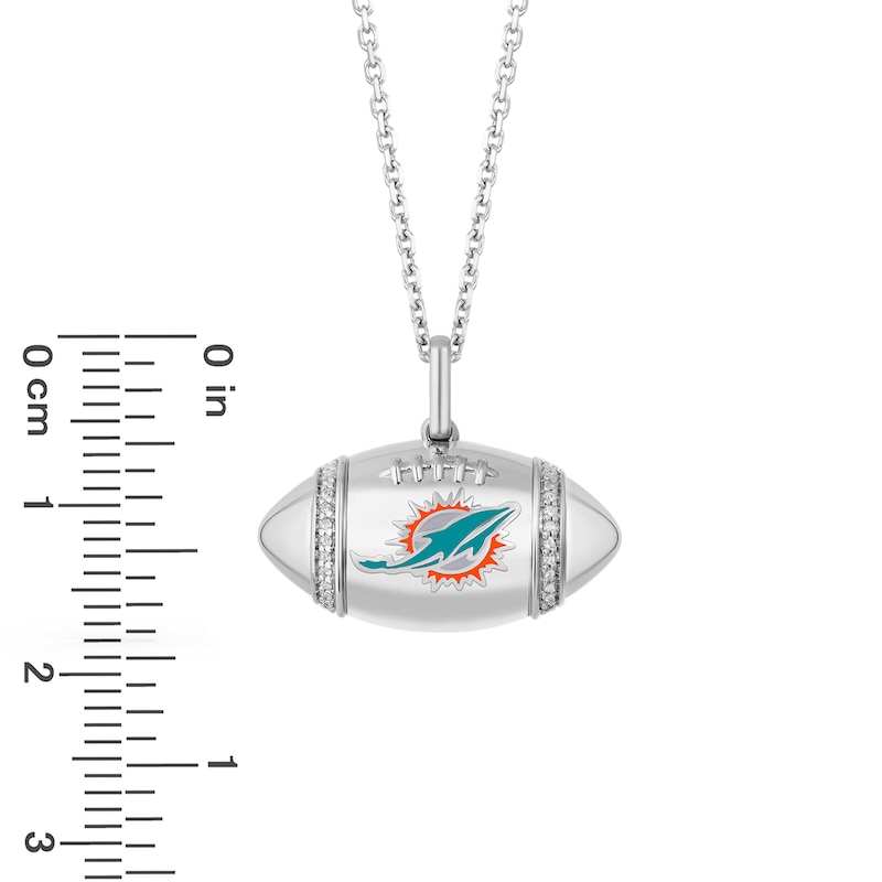 Main Image 2 of True Fans Miami Dolphins Diamond Accent Football Necklace in Sterling Silver