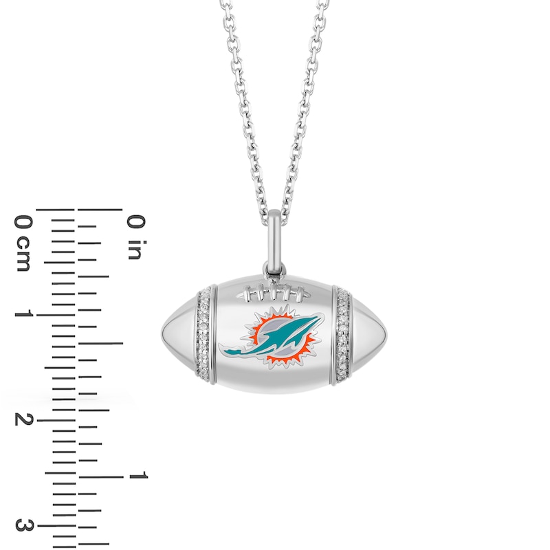 True Fans Miami Dolphins Diamond Accent Football Necklace in Sterling Silver