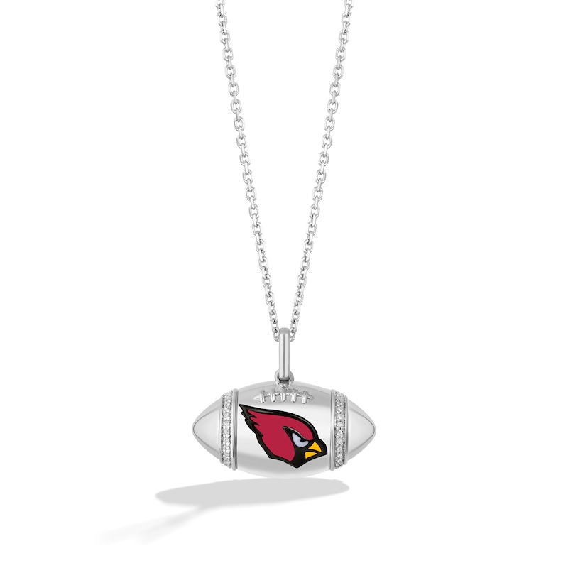 True Fans Arizona Cardinals Diamond Accent Football Necklace in Sterling Silver