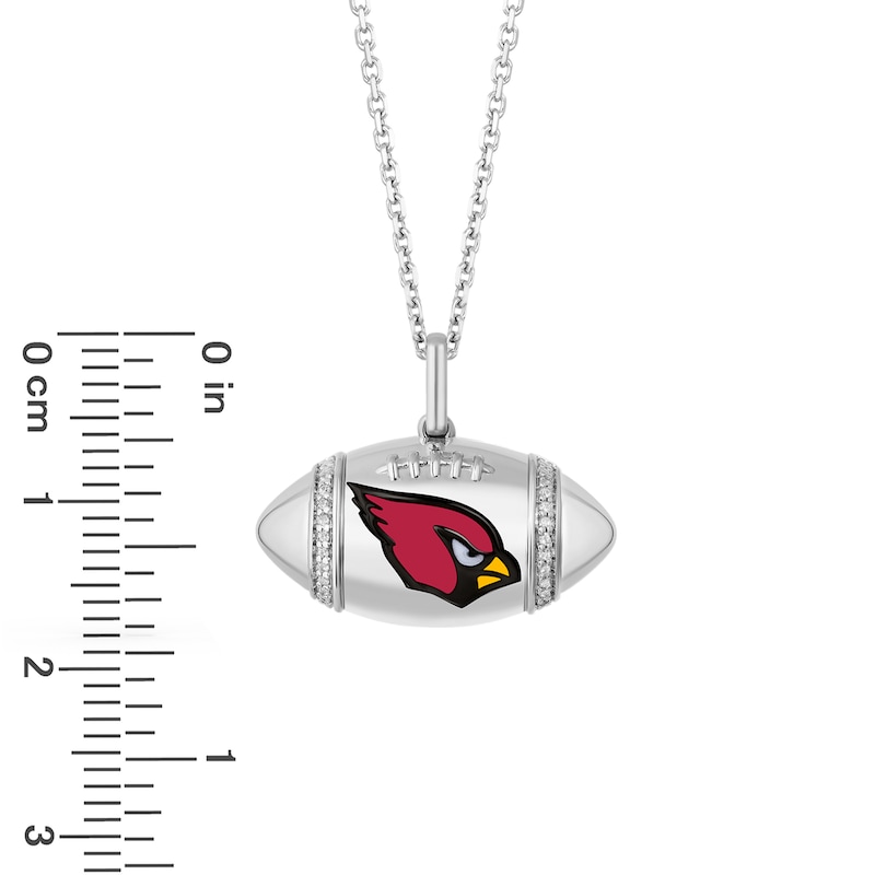 True Fans Arizona Cardinals Diamond Accent Football Necklace in Sterling Silver