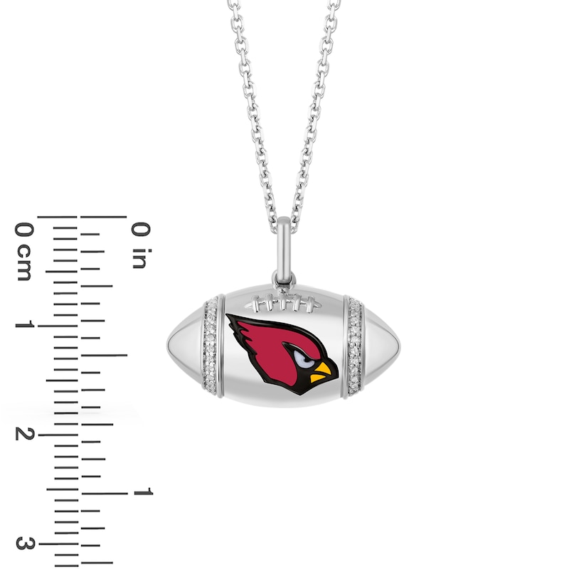 Main Image 2 of True Fans Arizona Cardinals Diamond Accent Football Necklace in Sterling Silver