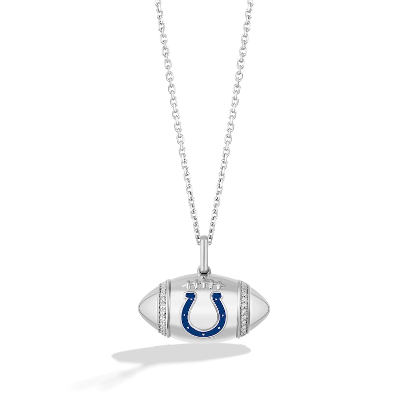 True Fans Indianapolis Colts Diamond Accent Football Necklace in Sterling Silver