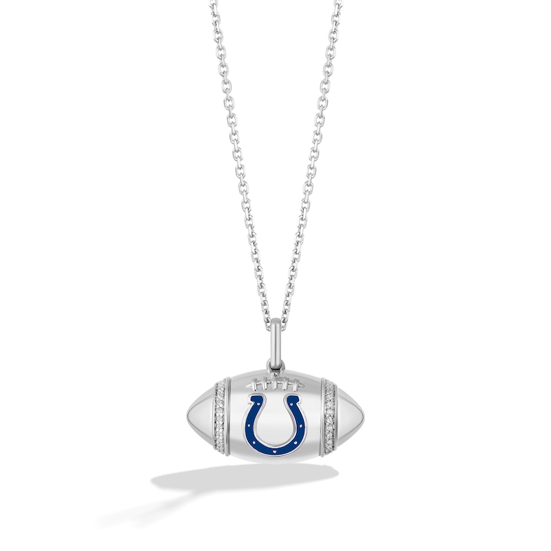 Main Image 1 of True Fans Indianapolis Colts Diamond Accent Football Necklace in Sterling Silver