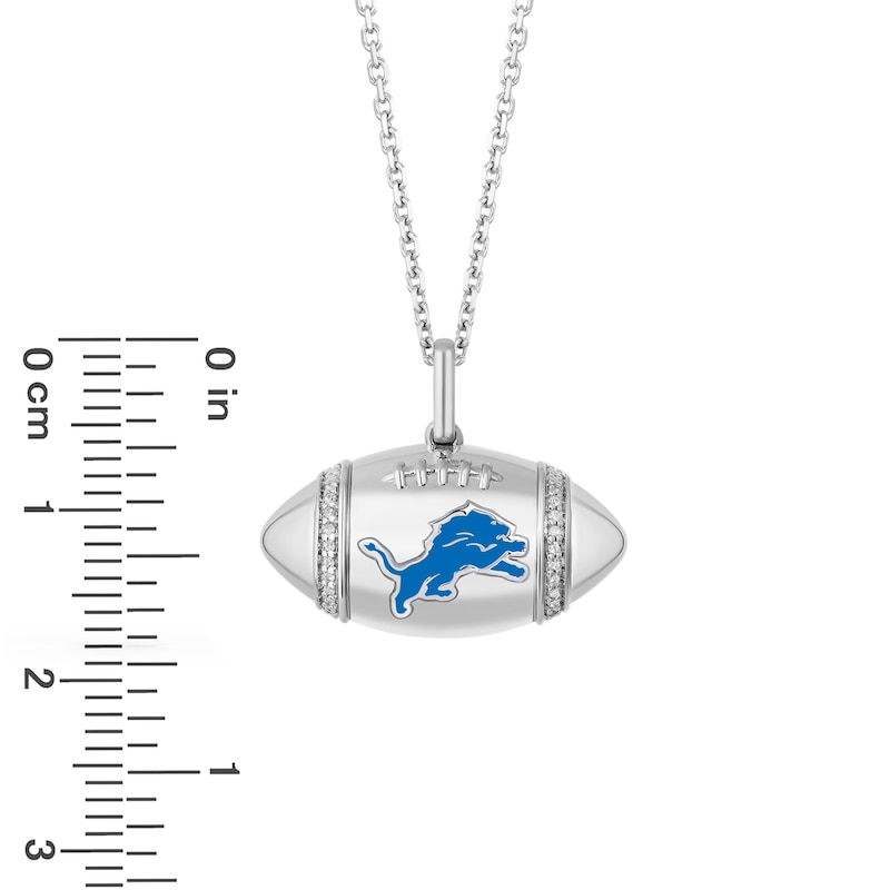 True Fans Detroit Lions Diamond Accent Football Necklace in Sterling Silver