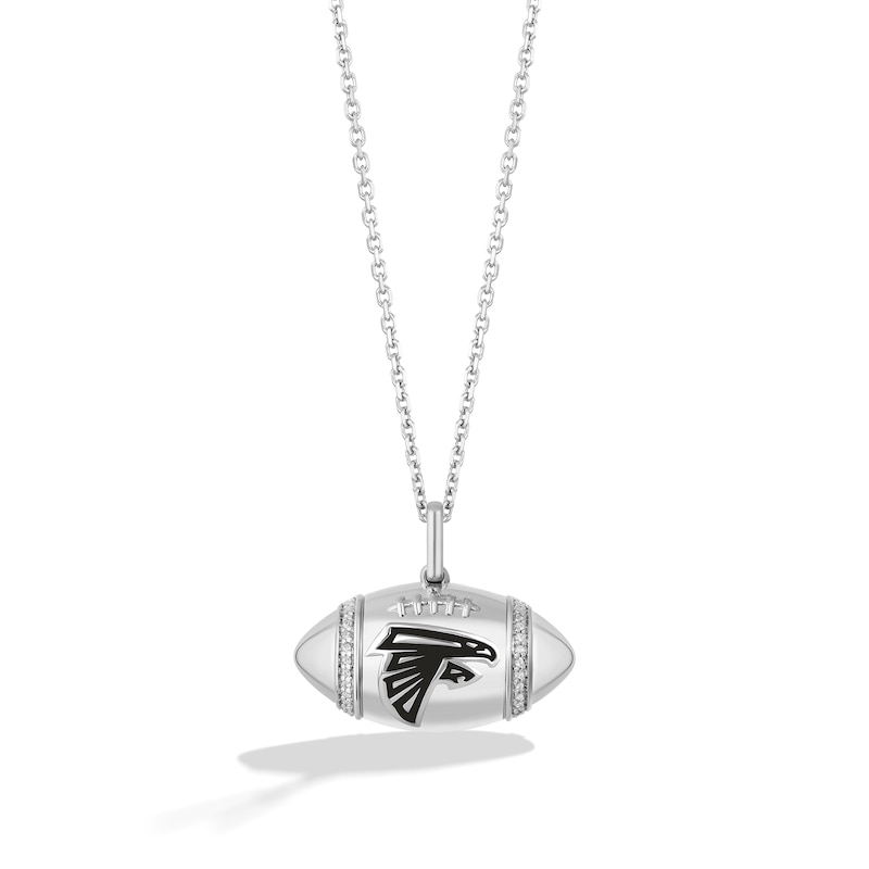 True Fans Atlanta Falcons Diamond Accent Football Necklace in Sterling Silver
