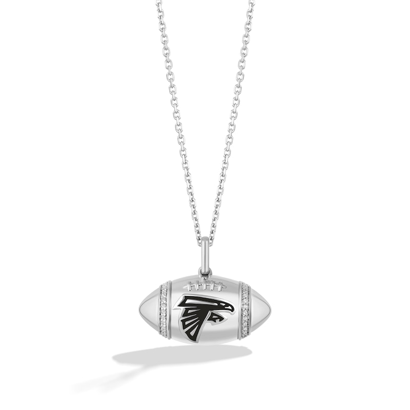 Main Image 1 of True Fans Atlanta Falcons Diamond Accent Football Necklace in Sterling Silver