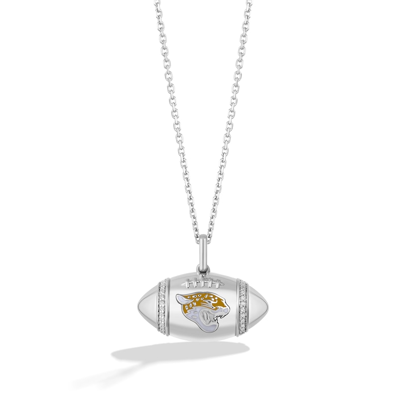 Main Image 1 of True Fans Jacksonville Jaguars Diamond Accent Football Necklace in Sterling Silver