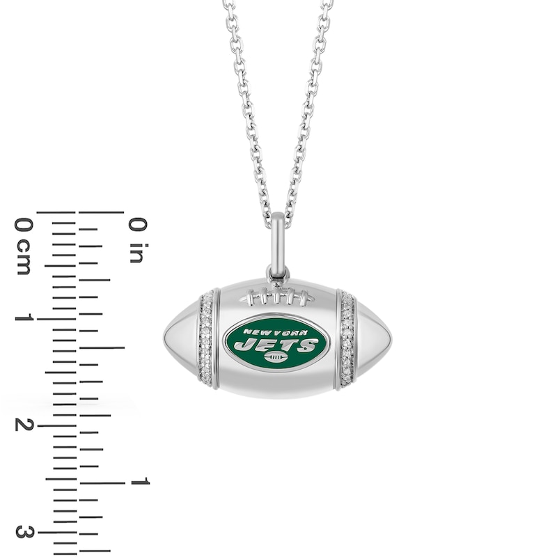 Main Image 2 of True Fans New York Jets Diamond Accent Football Necklace in Sterling Silver