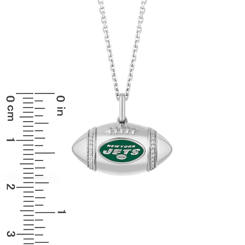 True Fans New York Jets Diamond Accent Football Necklace in Sterling Silver