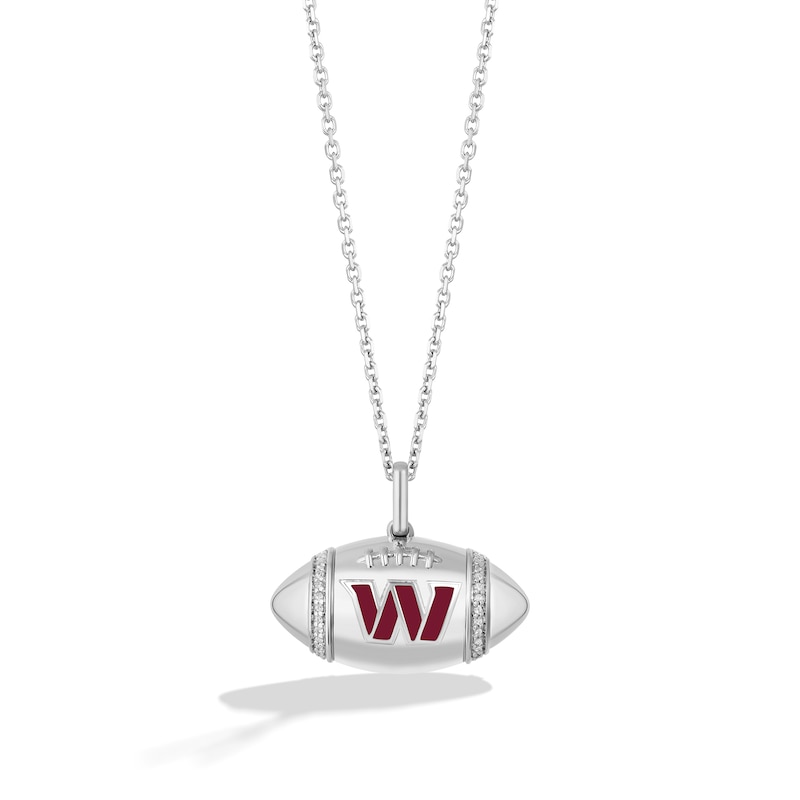 True Fans Washington Commanders Diamond Accent Football Necklace in Sterling Silver