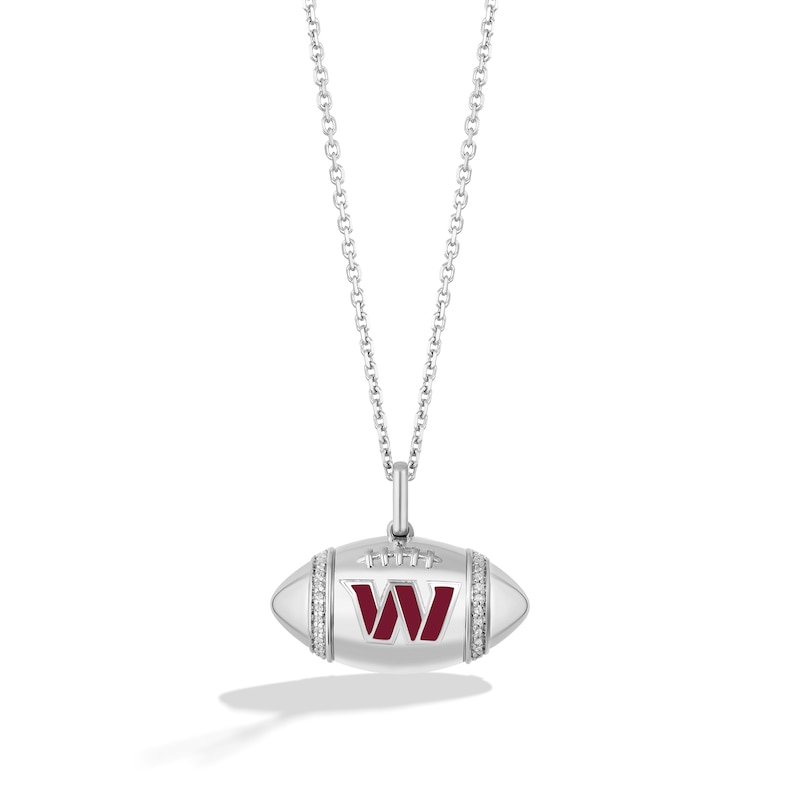 Main Image 1 of True Fans Washington Commanders Diamond Accent Football Necklace in Sterling Silver