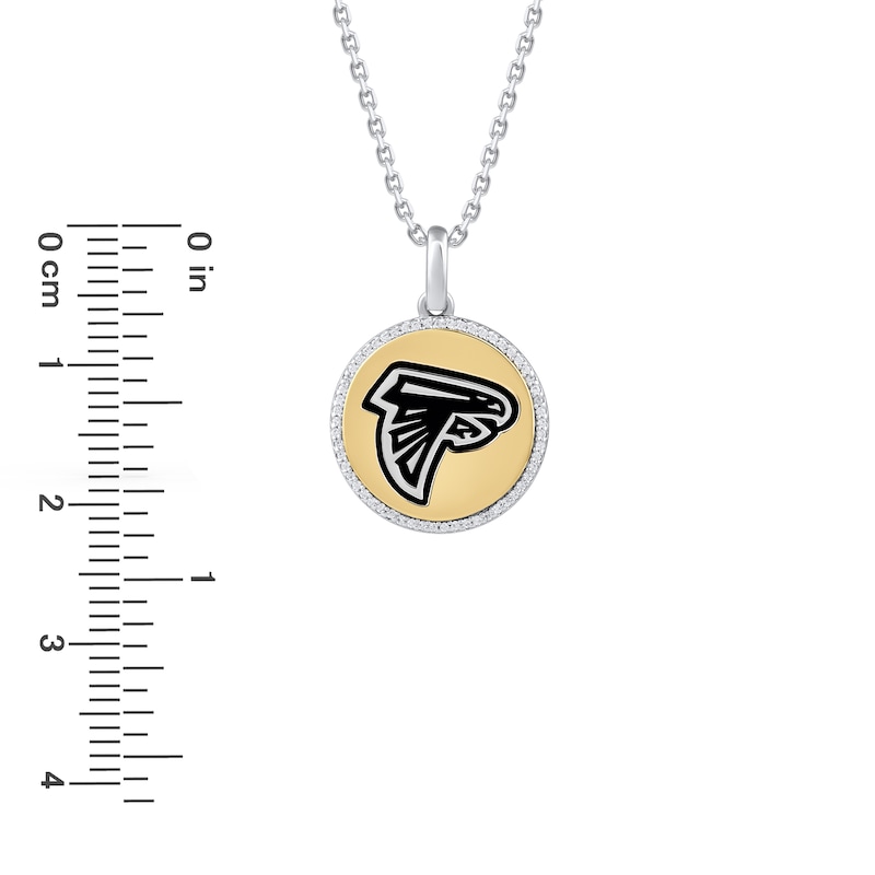 True Fans Atlanta Falcons 1/10 CT. T.W. Diamond Enamel Disc Necklace in Sterling Silver and 10K Yellow Gold