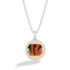 True Fans Cincinnati Bengals 1/10 CT. T.W. Diamond Enamel Disc Necklace in Sterling Silver and 10K Yellow Gold