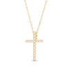 Thumbnail Image 3 of Round-Cut Diamond Cross Necklace 1/5 ct tw 10K Yellow Gold 18”
