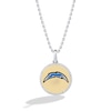 True Fans Los Angeles Chargers 1/10 CT. T.W. Diamond Enamel Disc Necklace in Sterling Silver and 10K Yellow Gold