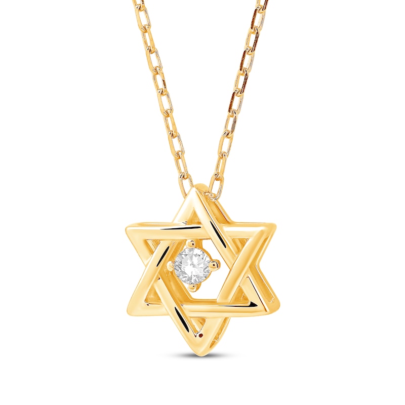 Main Image 2 of Round-Cut Diamond Solitaire Star of David Necklace 1/20 ct tw 10K Yellow Gold 18”