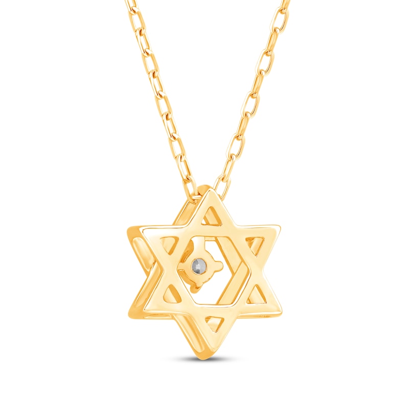 Paperclip Star of David Diamond Necklace Yellow Gold