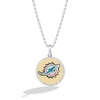 True Fans Miami Dolphins 1/10 CT. T.W. Diamond Enamel Disc Necklace in Sterling Silver and 10K Yellow Gold