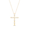 Thumbnail Image 1 of Round-Cut Diamond Station Cross Necklace 1/4ct tw 10K Yellow Gold 18”