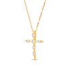 Thumbnail Image 2 of Round-Cut Diamond Station Cross Necklace 1/4ct tw 10K Yellow Gold 18”
