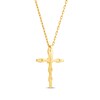 Thumbnail Image 3 of Round-Cut Diamond Station Cross Necklace 1/4ct tw 10K Yellow Gold 18”
