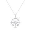 Thumbnail Image 1 of Round-Cut Diamond Solitaire Wheel of Dharma Necklace 1/20 ct tw Sterling Silver 18”