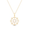 Thumbnail Image 1 of Round-Cut Diamond Wheel of Dharma Necklace 1/15 ct tw 10K Yellow Gold 18”
