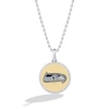 Thumbnail Image 0 of True Fans Seattle Seahawks 1/10 CT. T.W. Diamond Enamel Disc Necklace in Sterling Silver and 10K Yellow Gold