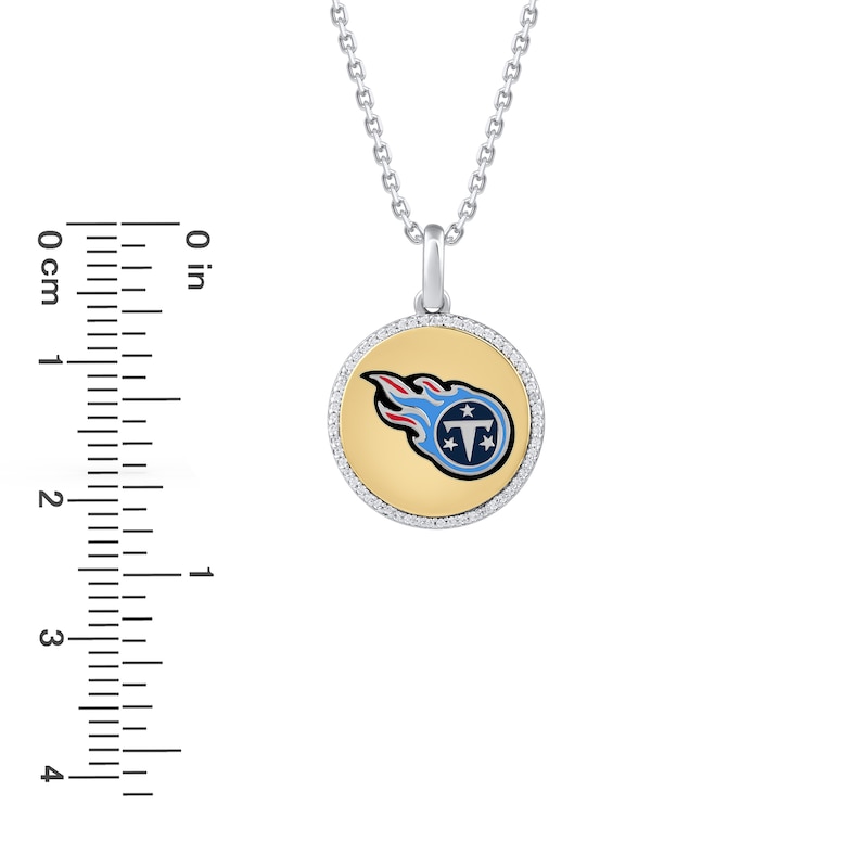 True Fans Tennessee Titans 1/10 CT. T.W. Diamond Enamel Disc Necklace in Sterling Silver and 10K Yellow Gold