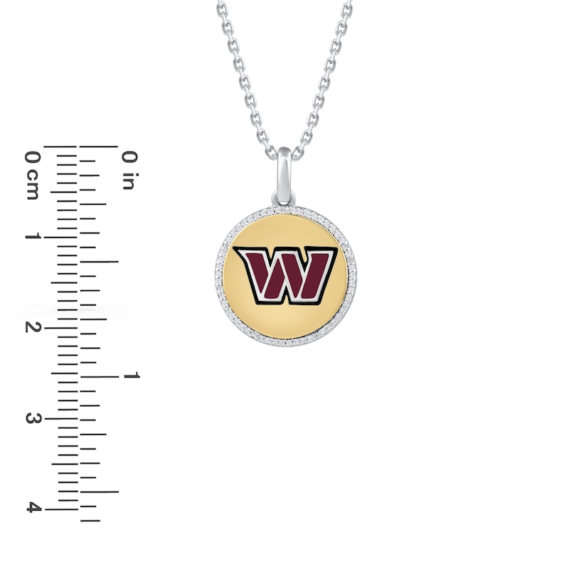 True Fans Washington Commanders 1/10 CT. T.W. Diamond Enamel Disc Necklace in Sterling Silver and 10K Yellow Gold