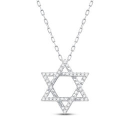 Round-Cut Diamond Star of David Necklace 1/6 ct tw Sterling Silver 18”