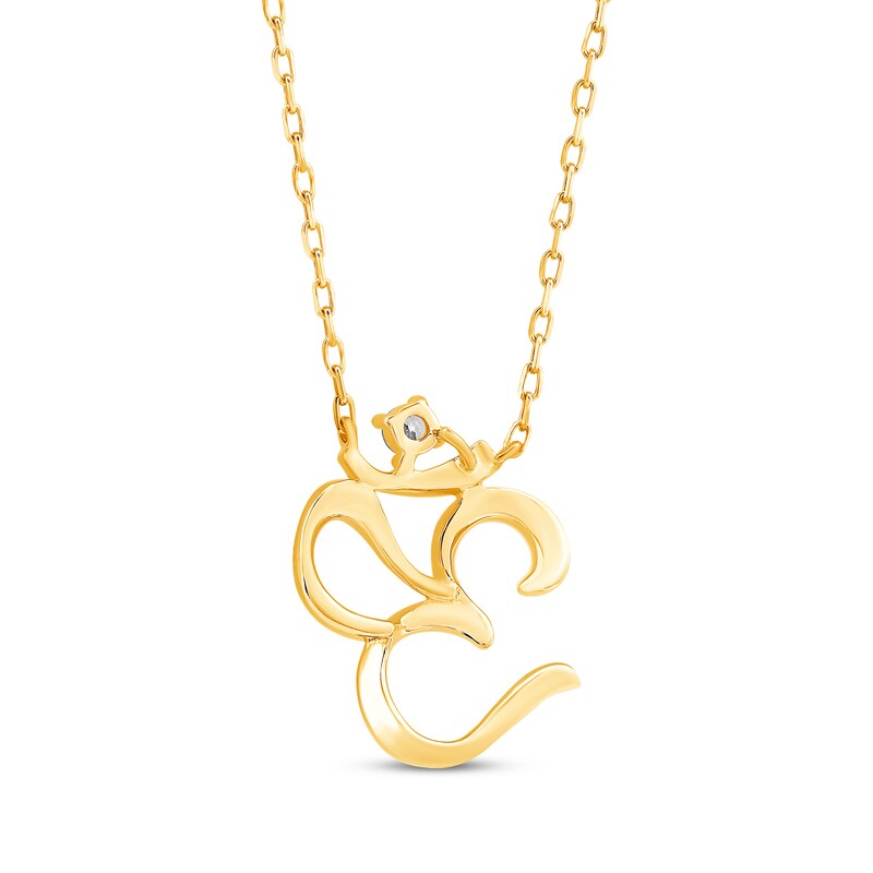 Main Image 3 of Round-Cut Diamond Solitaire Om Necklace 1/20 ct tw 10K Yellow Gold 18”