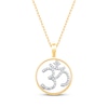 Thumbnail Image 1 of Round-Cut Diamond Om Circle Necklace 1/10 ct tw 10K Two-Tone Gold 18”
