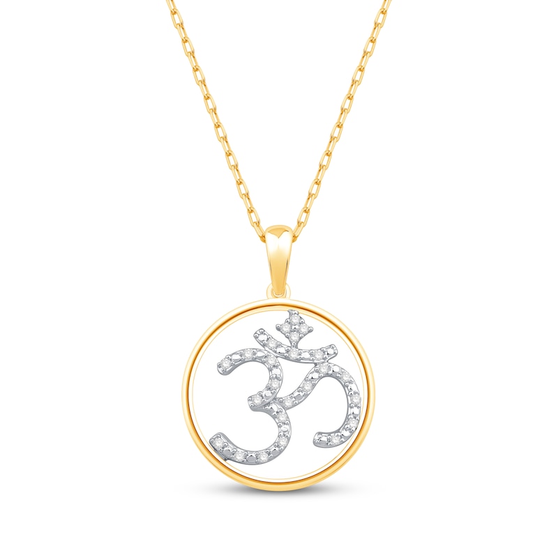 Main Image 1 of Round-Cut Diamond Om Circle Necklace 1/10 ct tw 10K Two-Tone Gold 18”