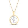 Thumbnail Image 3 of Round-Cut Diamond Om Circle Necklace 1/10 ct tw 10K Two-Tone Gold 18”