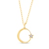 Thumbnail Image 2 of Round-Cut Diamond Solitaire Crescent Moon & Star Islam Necklace 1/20 ct tw 10K Yellow Gold 18”