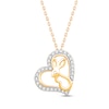 Thumbnail Image 0 of Round-Cut Diamond Year of the Rabbit Heart Necklace 1/6 ct tw 10K Yellow Gold 18”