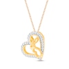 Thumbnail Image 1 of Round-Cut Diamond Year of the Rabbit Heart Necklace 1/6 ct tw 10K Yellow Gold 18”