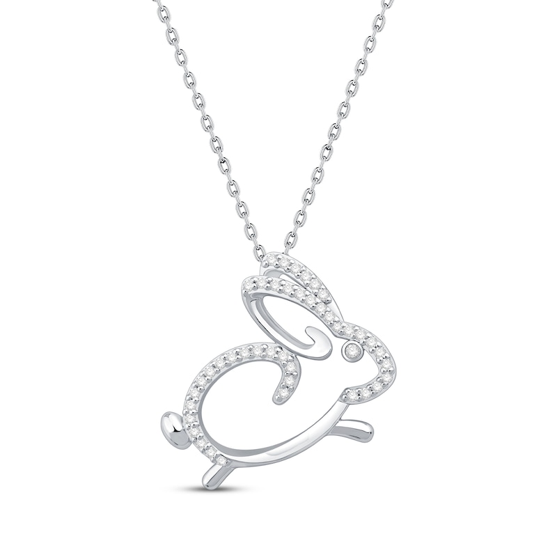Main Image 1 of Round-Cut Diamond Year of the Rabbit Necklace 1/5 ct tw Sterling Silver 18”
