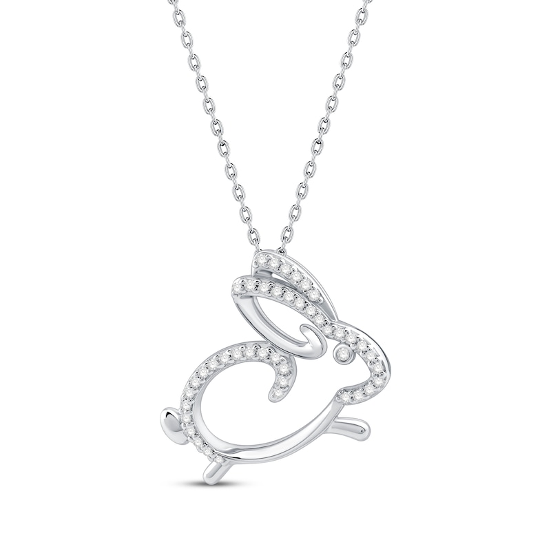 Main Image 2 of Round-Cut Diamond Year of the Rabbit Necklace 1/5 ct tw Sterling Silver 18”
