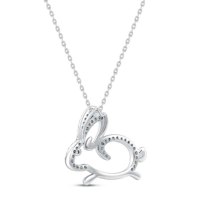 Main Image 3 of Round-Cut Diamond Year of the Rabbit Necklace 1/5 ct tw Sterling Silver 18”