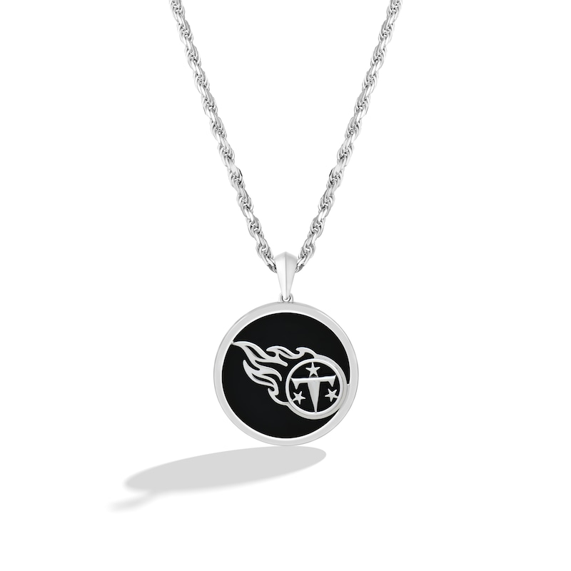 True Fans Tennessee Titans Onyx Disc Necklace in Sterling Silver